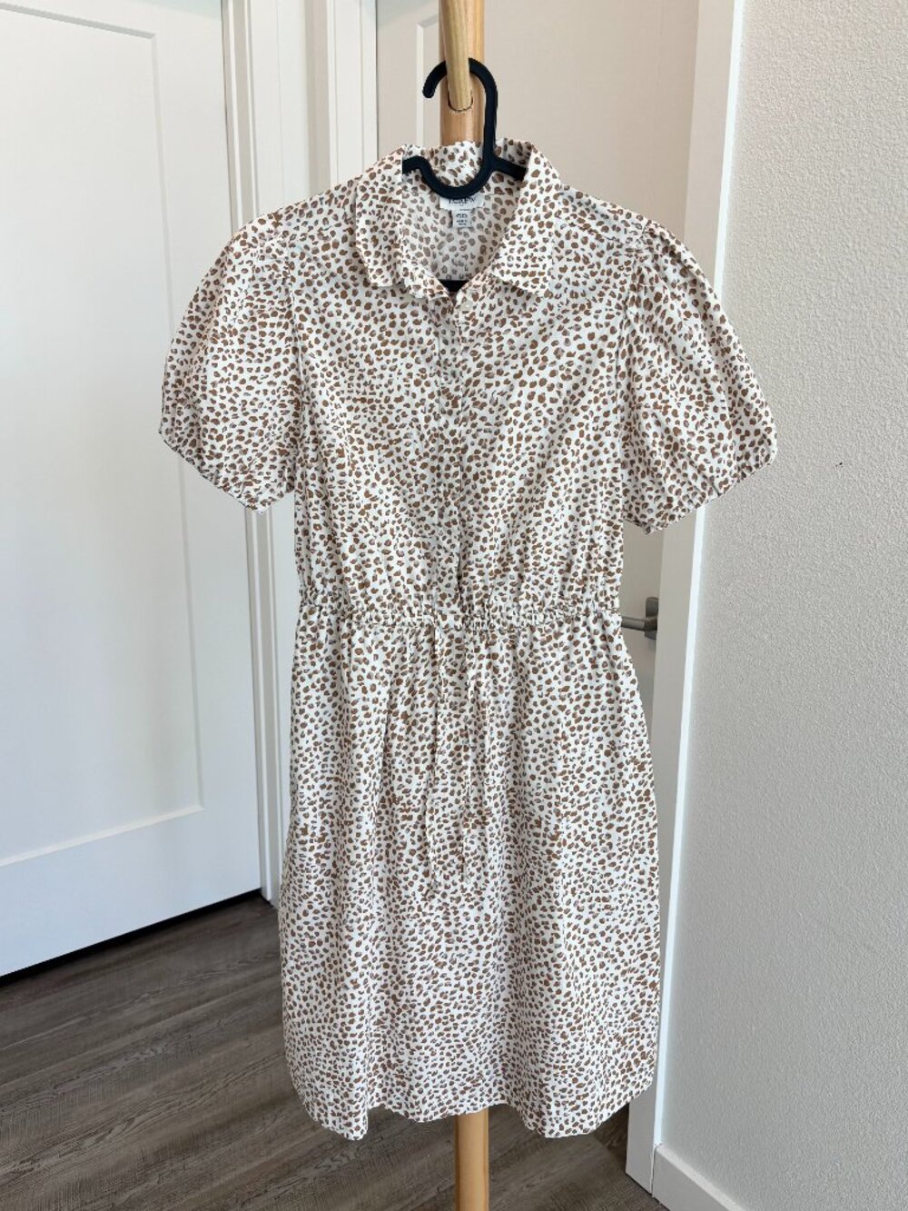 J. Crew Mini Shirt Dress in Animal Print (Drawstring)